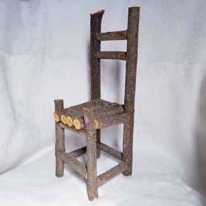 Handmade One of a kind Miniature Log Bear Chair